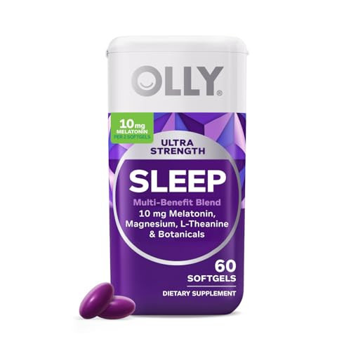 OLLY Ultra Strength Sleep Softgels, 10mg Melatonin, L-Theanine, Chamomile, Magnesium, Lemon Balm, Supports Deep Restful Sleep, Nighttime Sleep Aid, Non Habit-Forming - 60 Count | Amazon (US)