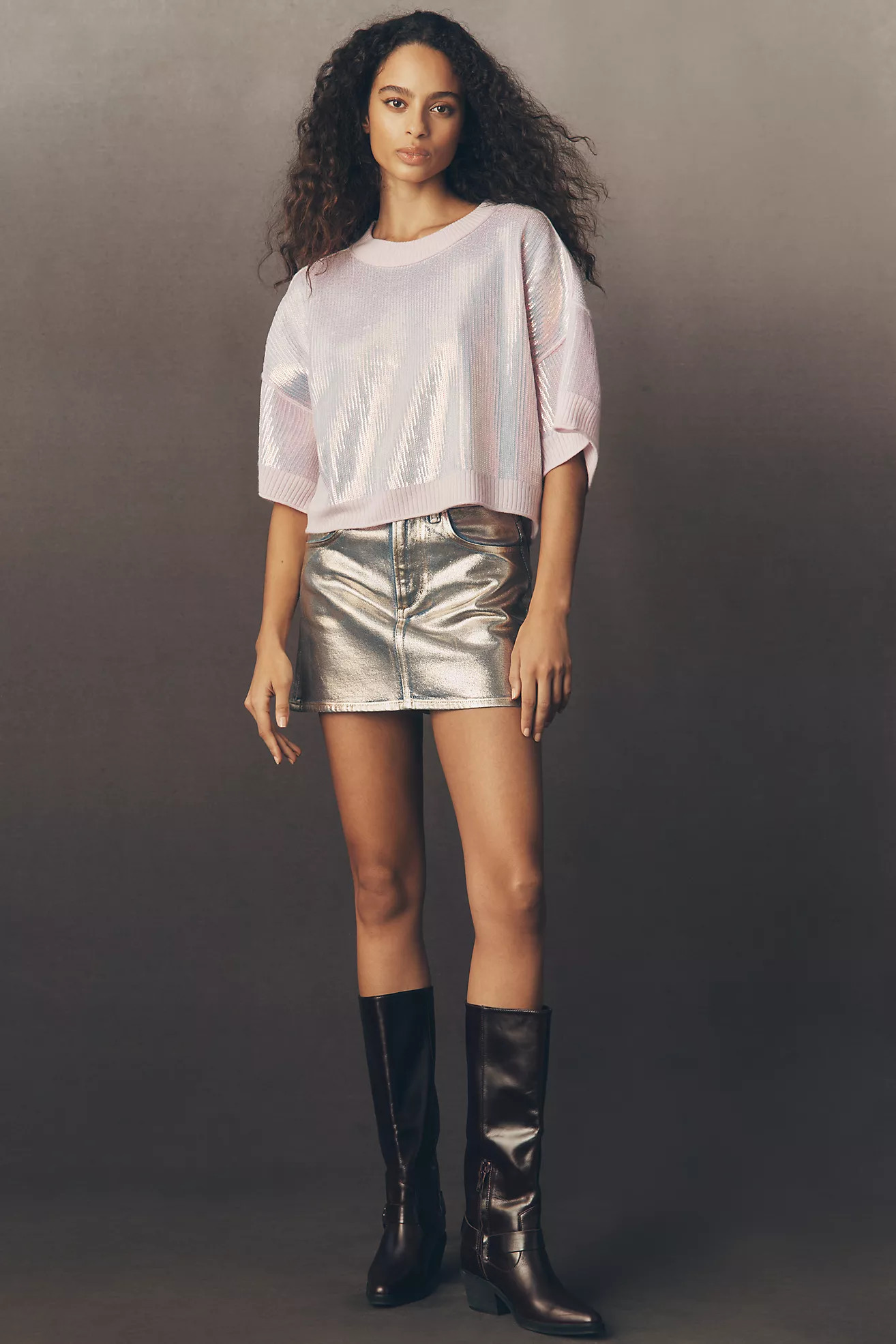 The Goldie Crew-Neck Cashmere Blend Sequin Sweater | Anthropologie (US)