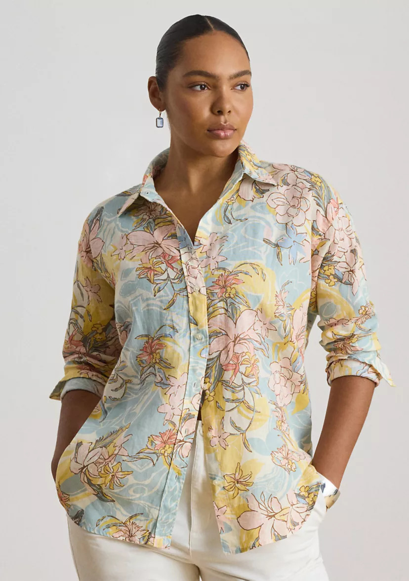 Women's Relaxed Fit Floral Linen Shirt | Belk