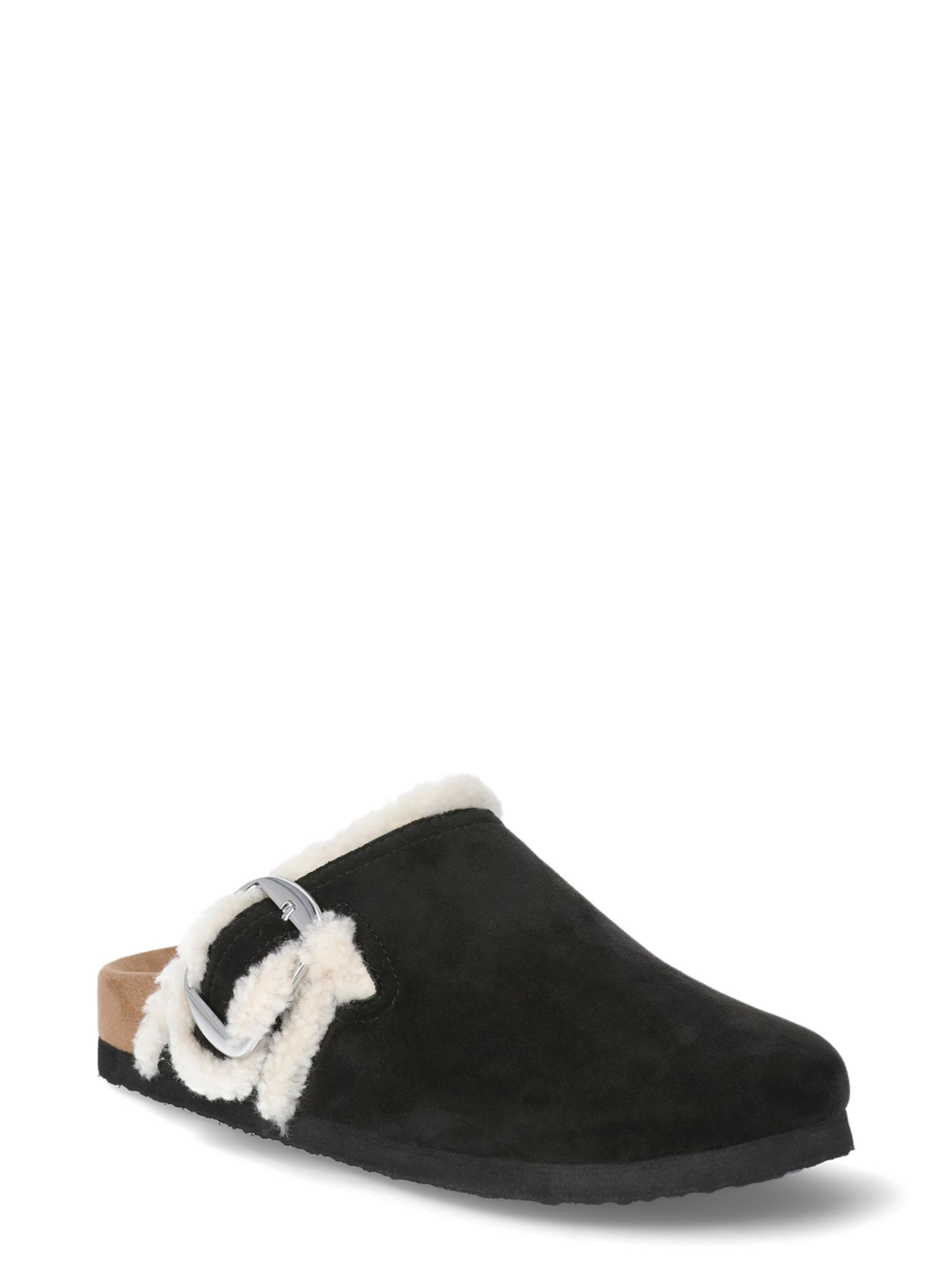 Time and Tru Women's Faux Shearling Cozy Lined Buckle Clogs, Sizes 6-11 | Walmart (US)