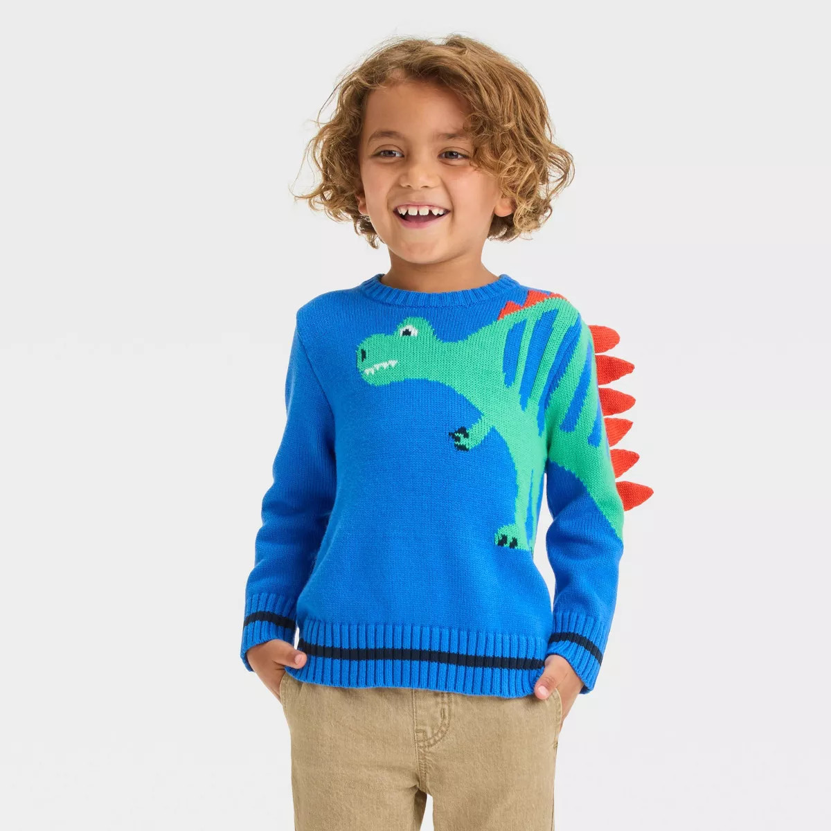 Toddler Boys' Dino Pullover Crewneck Sweater - Cat & Jack™ Blue | Target