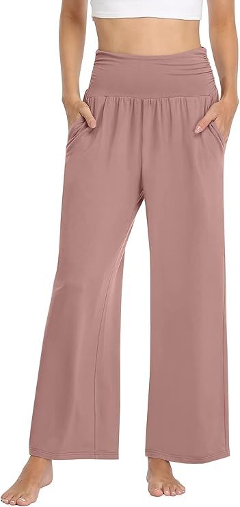TARSE Womens Wide Leg Pants Casual Loose Yoga Sweatpants Comfy Lounge Pajama Flowy Pants Pockets | Amazon (US)