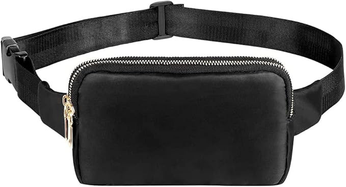 Sindax Small Black Fanny Packs for Women Waterproof Chest Pack Belt Bag with Adjustable Fashion H... | Amazon (US)