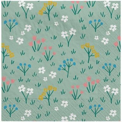 30ct Floral Lunch Paper Napkins Light Green - Spritz™ | Target