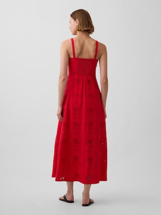 Linen-Blend Embroidered Button-Front Cami Maxi Dress | Gap (US)