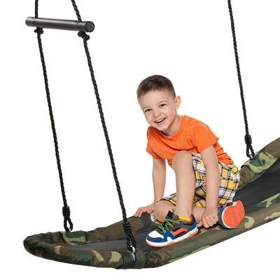 Costway Saucer Tree Swing Surf Kids Outdoor Adjustable Oval Platform Set w/ Handle Blue\Green\ Co... | Target