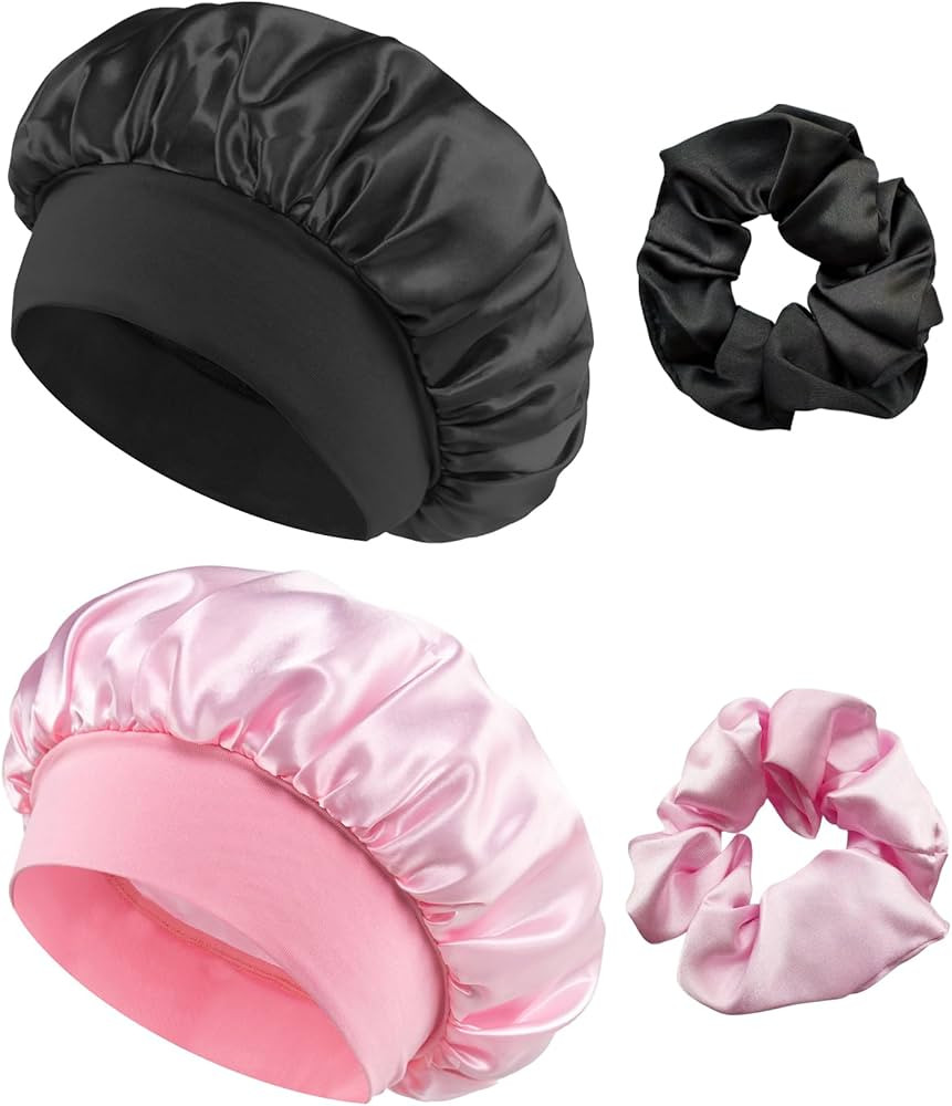 Loomify Satin Schlafhaube,2 Stück Seidenhaube Verstellbar Haarhaube Seide mit 2 Stück Satin Haa... | Amazon (DE)