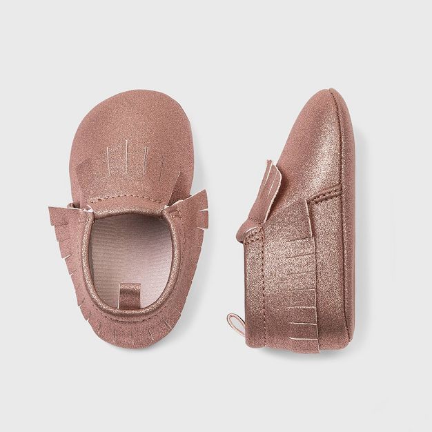 Baby Girls' Faux Leather Fringe Moccasin Shoes - Cat & Jack™ | Target