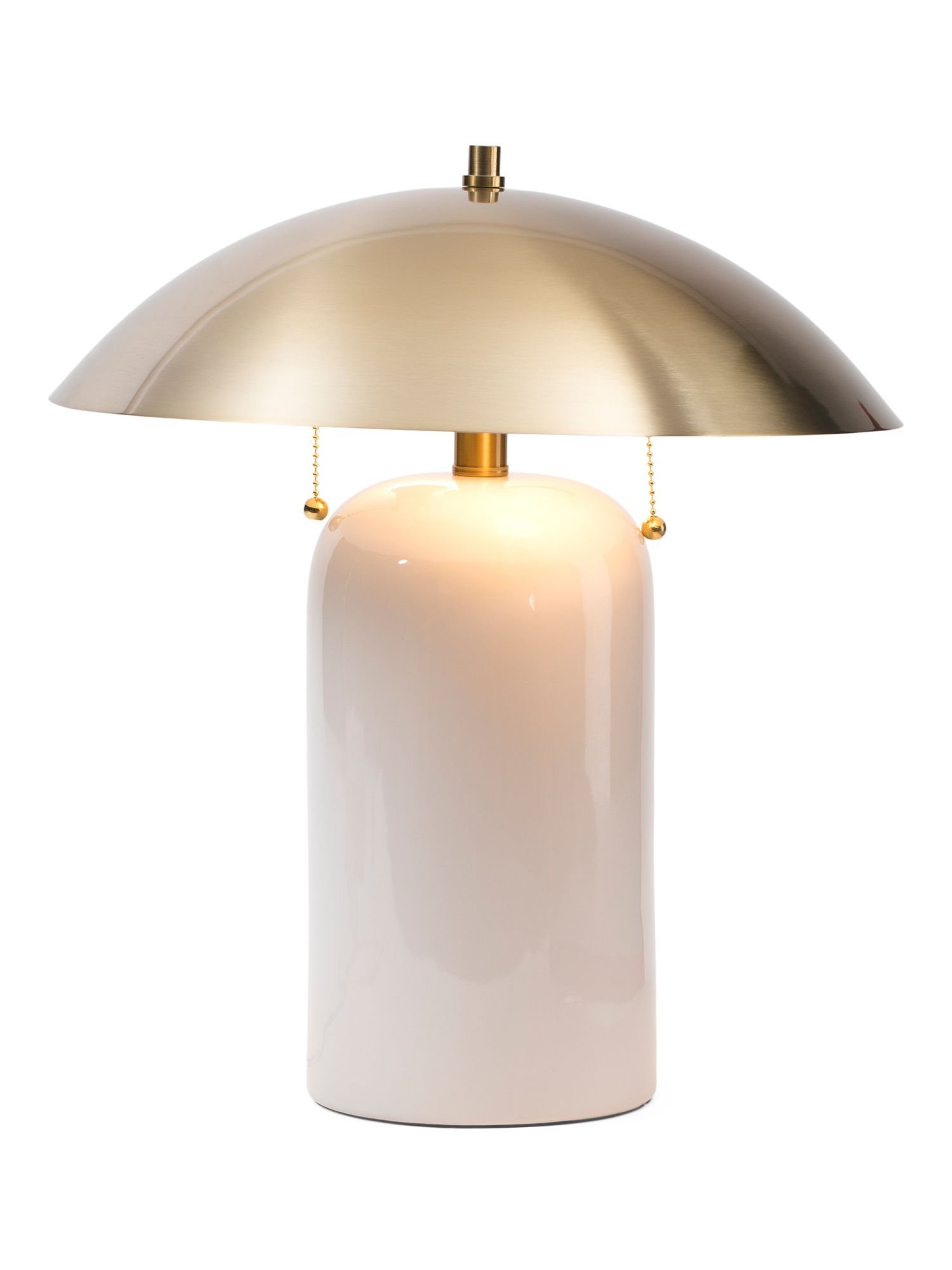16in Glazed Ceramic Lamp With Brass Metal Shade | TJ Maxx