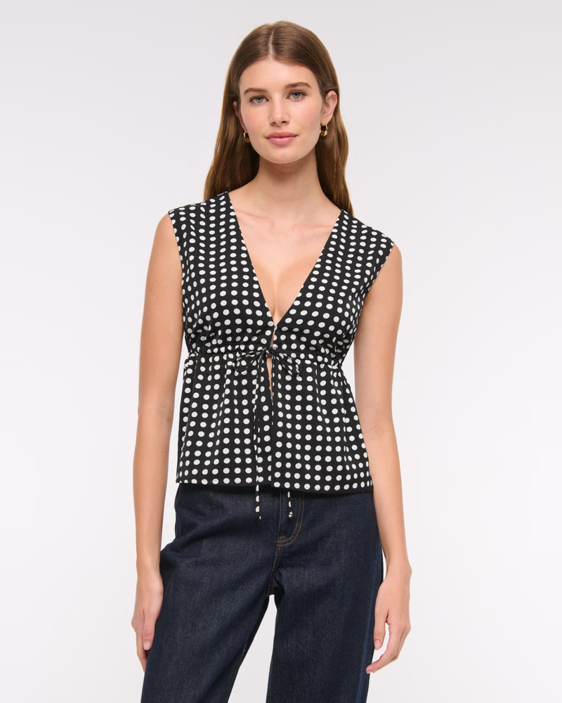 Women's Plunge Tie-Front Top | Women's New Arrivals | Abercrombie.com | Abercrombie & Fitch (US)