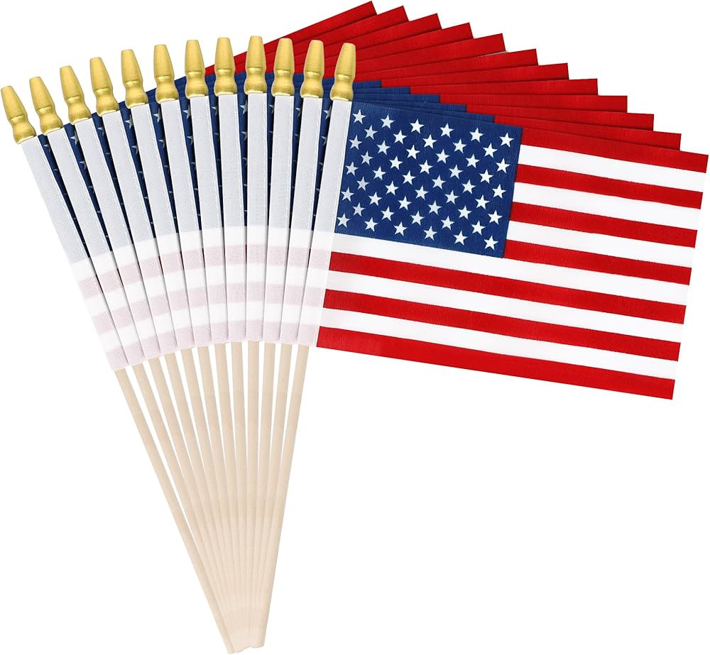 12 Pcs Small American Flags on Stick, 6x4 In 4th of July Decorations, Mini Patriotic USA Flag, Fo... | Amazon (US)
