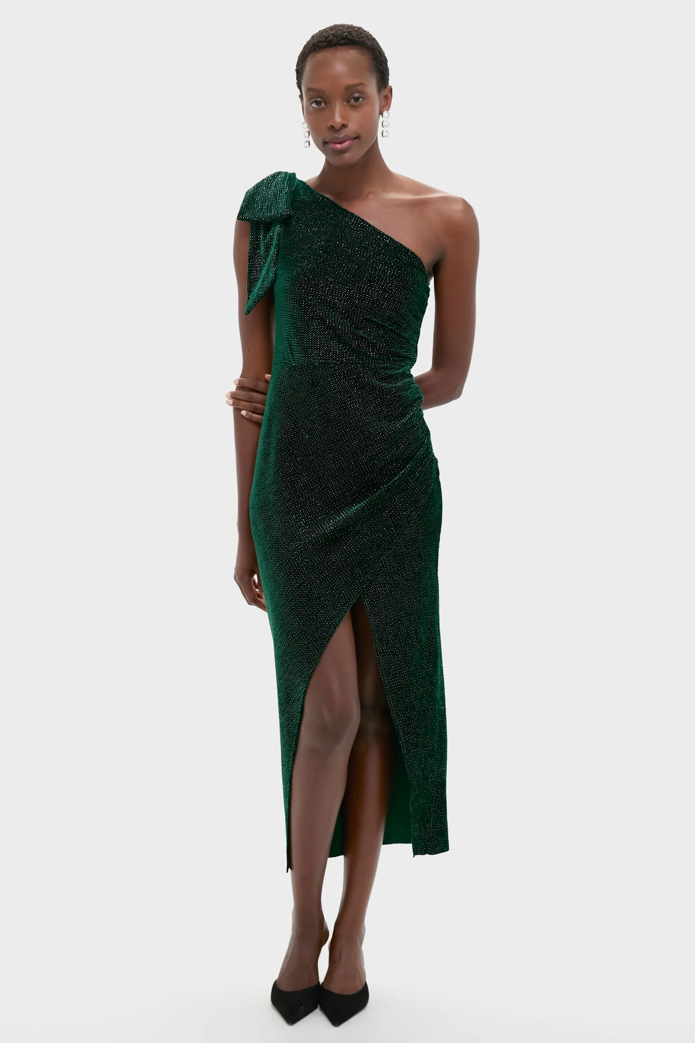 Emerald One Shoulder Ainslee Midi Dress | Tuckernuck (US)
