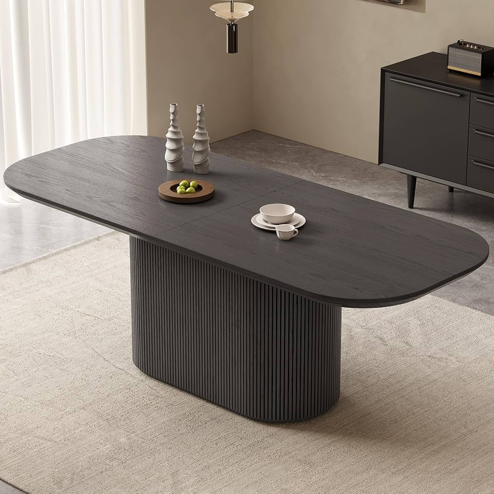 86.61" Oval Dining Table, Modern Kitchen Table for 4-8 People, Indoor Rectangular Dining Room Tab... | Amazon (US)