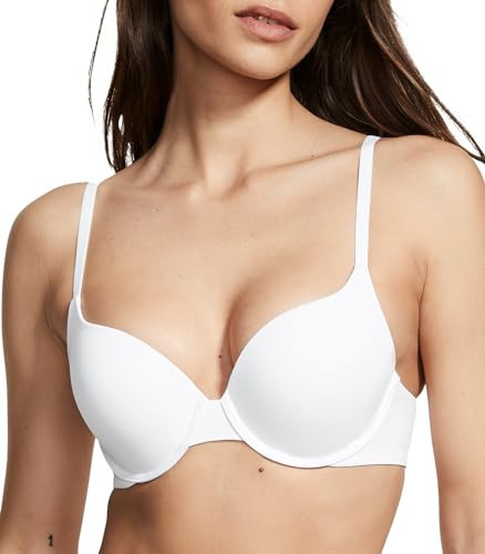 Victoria's Secret Cotton Push Up Perfect Shape T Shirt Bra, Full Coverage, Padded, Smoothing, Bras for Women, White (34A) | Amazon (US)