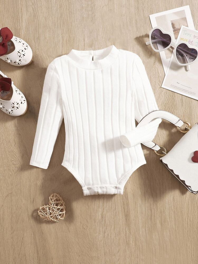 SHEIN Baby Mock Neck Keyhole Back Bodysuit | SHEIN