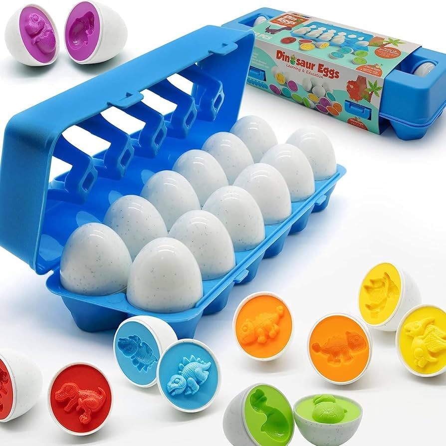 MOONTOY Dinosaur Matching Eggs for Toddlers – Easter Eggs Toy – 12PCS Educational Learning Co... | Amazon (UK)