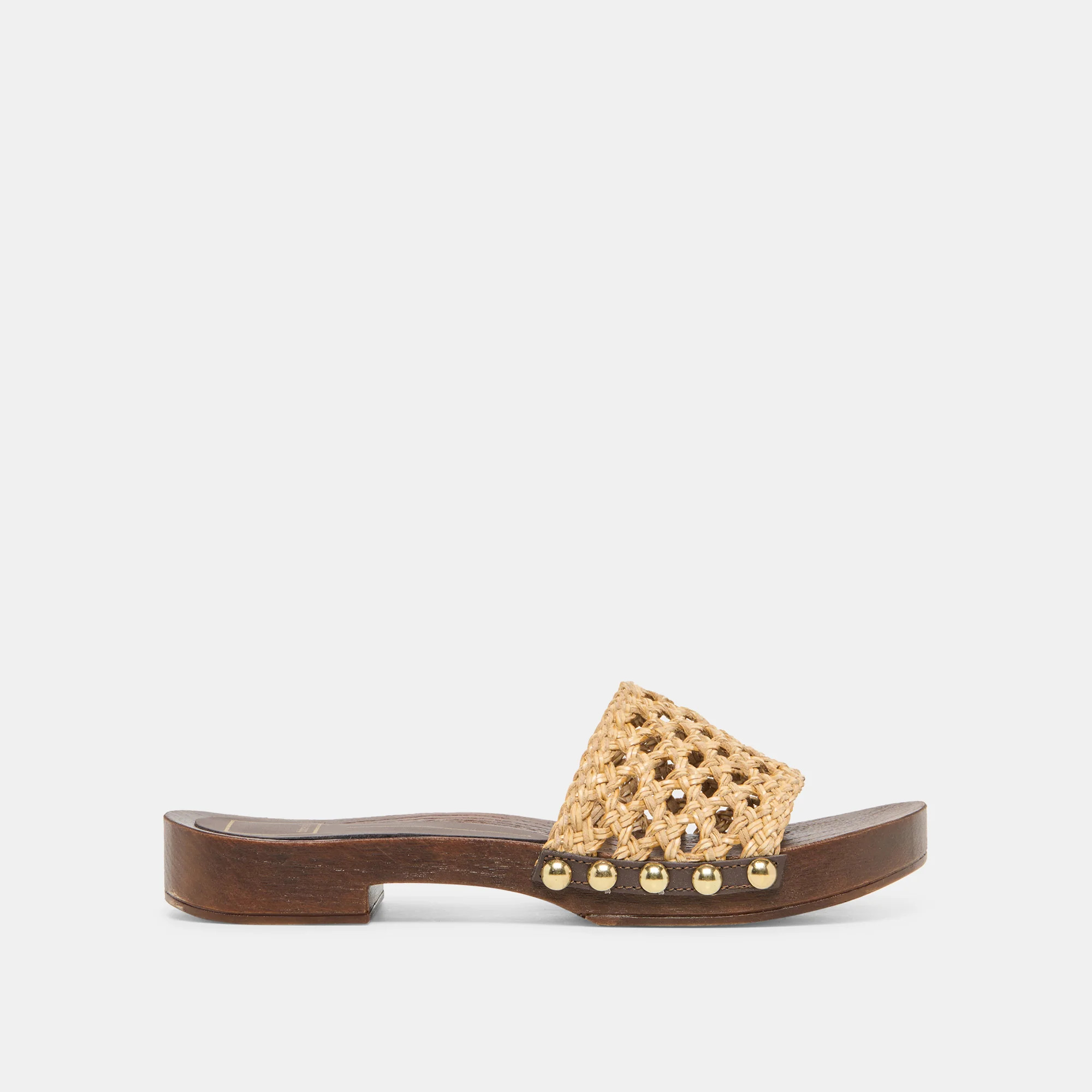 SADIE Tan Raffia Wood Sole Open-Toe Sandals | Dolce Vita | DolceVita.com