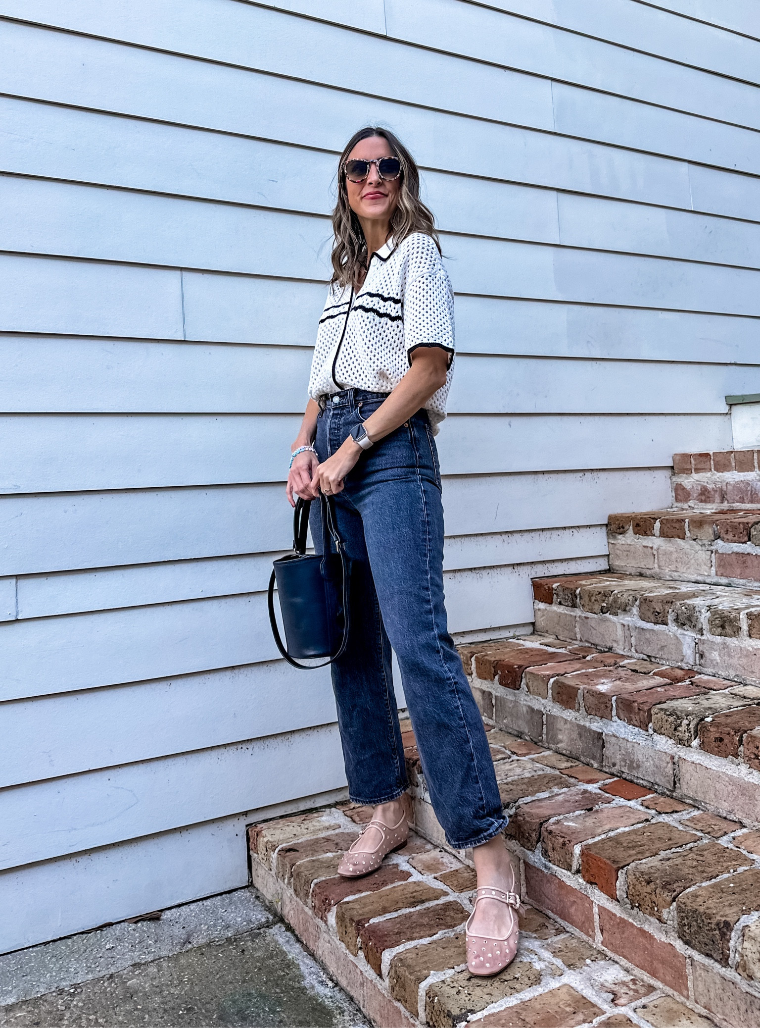 Love love love this Abercrombie crochet top. Wearing size small. 
Mesh flats are so good! 
Krewe sunglasses  

#LTKshoecrush #LTKfindsunder100