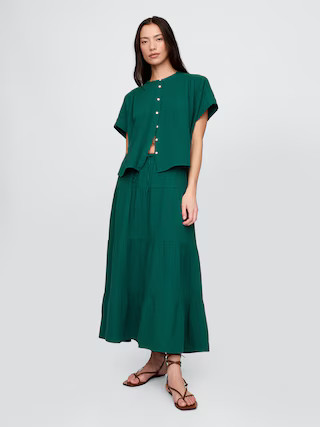 Crinkle Gauze Tiered Maxi Skirt | Gap (US)