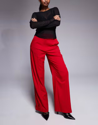 ASOS DESIGN - Pantalon droit ajusté à languette - Rouge | ASOS | ASOS (Global)