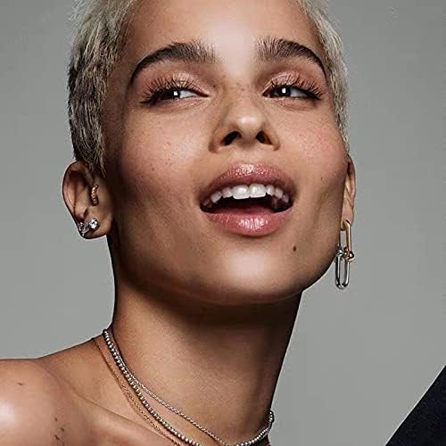 SLOONG 3 Pairs 14k Gold Plated Ball U Shape Pin Y2K Style Chunky Earring Link Chain Chunky Circle... | Amazon (US)