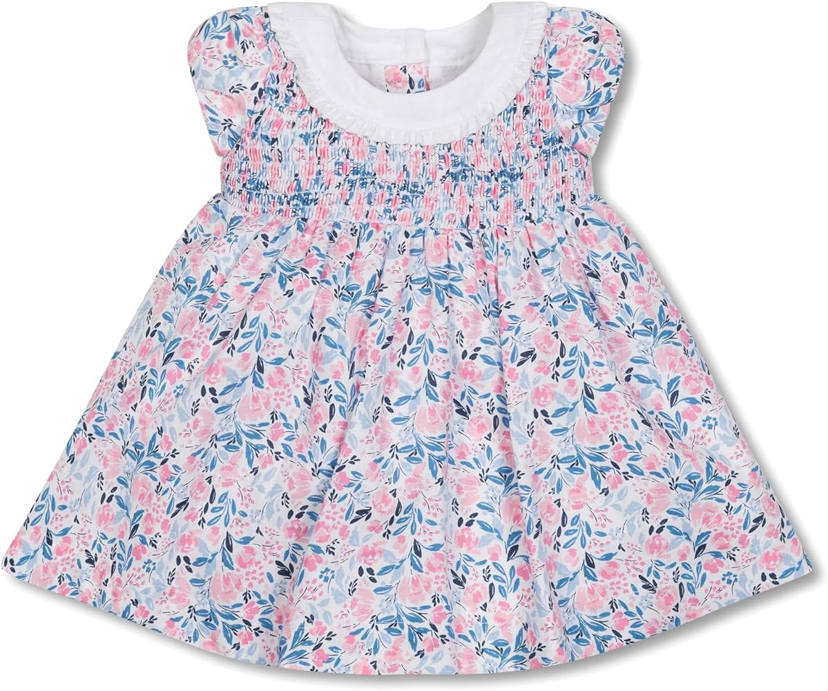 Hope & Henry Layette Baby Girl Woven Short Sleeve Dress with Peter Pan Collar | Amazon (US)