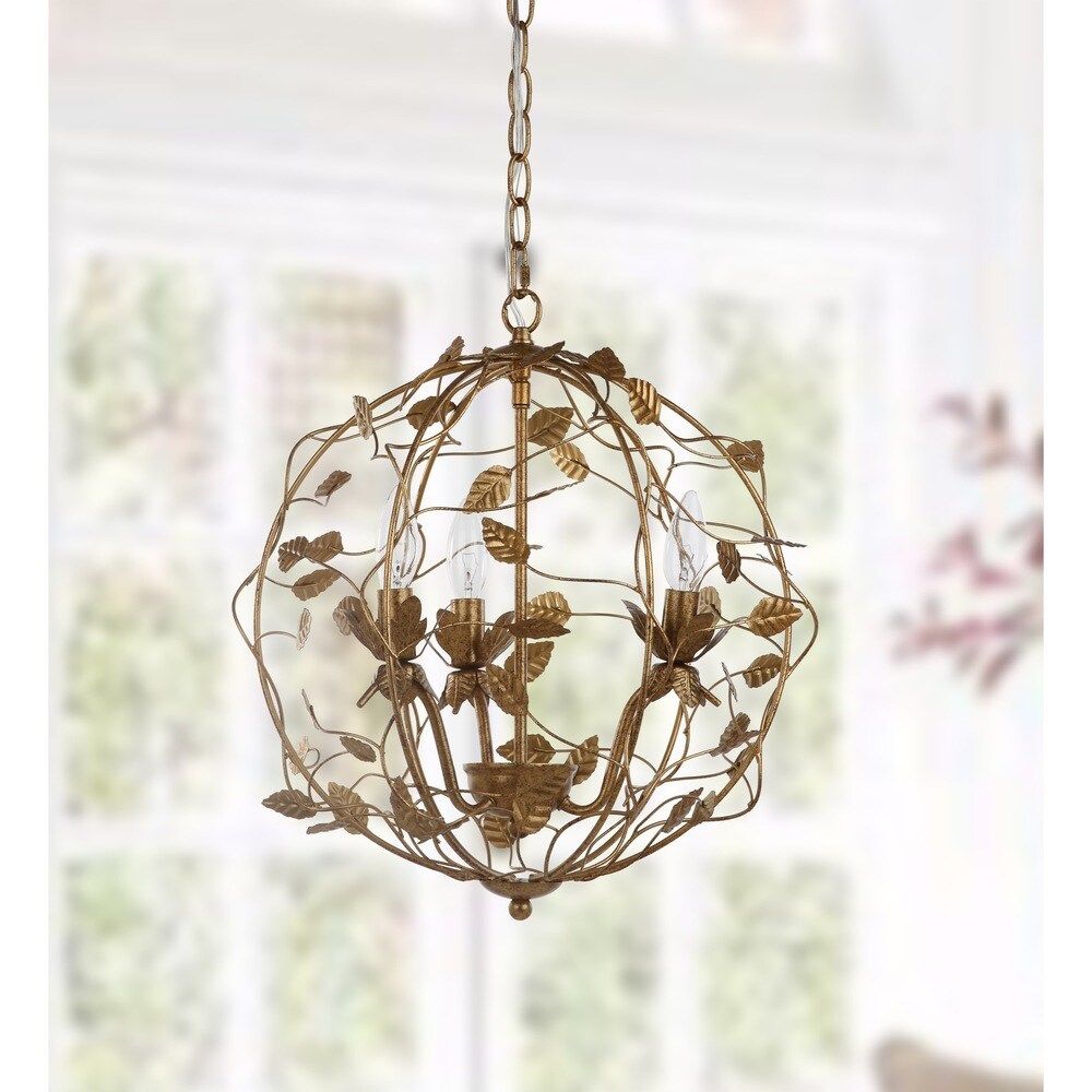 Safavieh Lighting 18-inch Austen Gold Leaf Cage Chandelier (As Is Item) (CHA4007A) | Bed Bath & Beyond