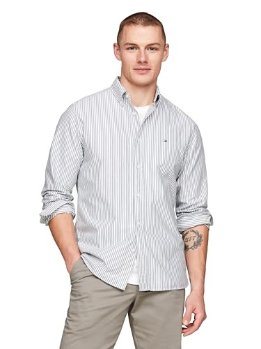 Tommy Hilfiger Men's Heritage Oxford Stripe Regular Long Sleeve Shirts | Amazon (US)