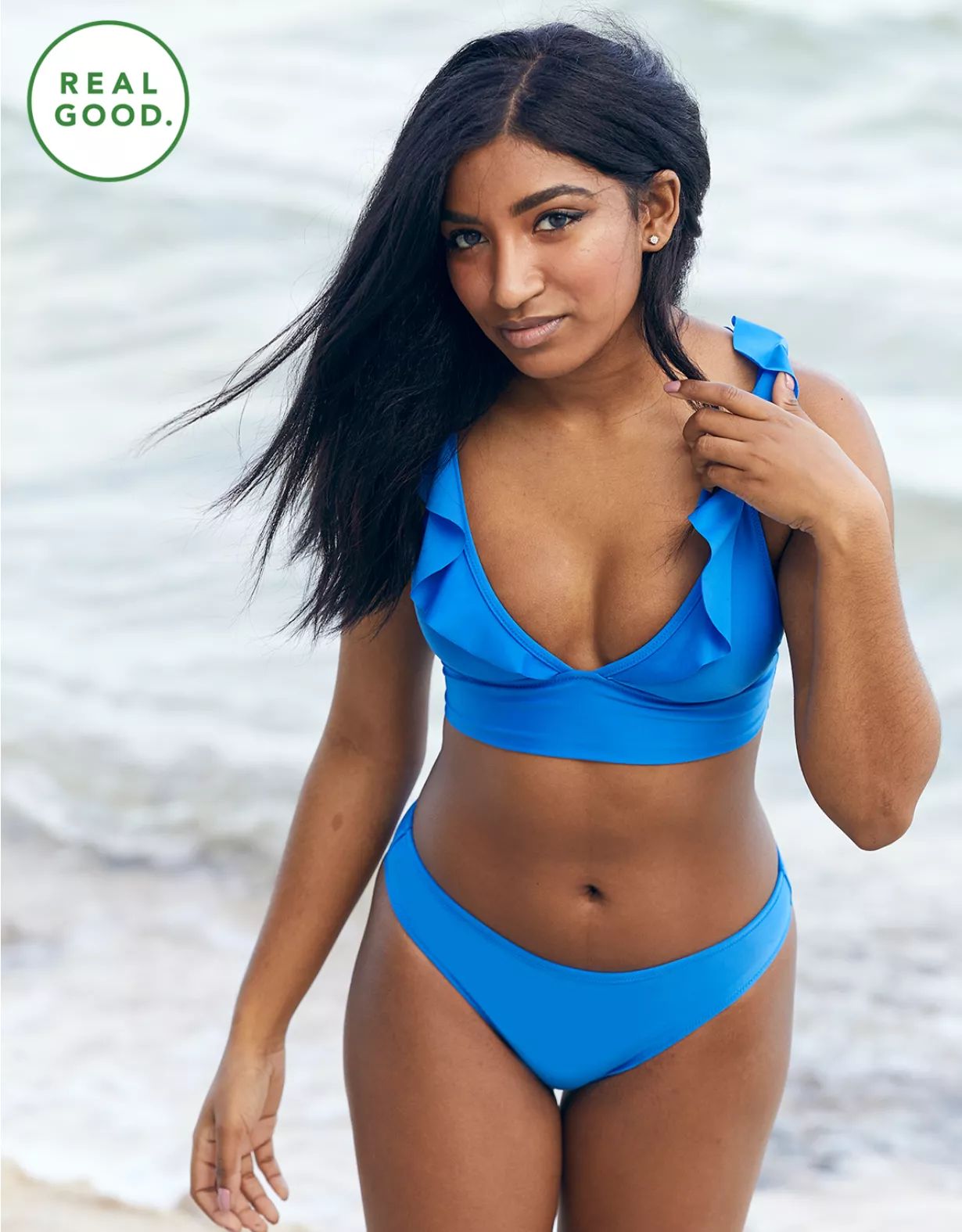 Aerie Ruffle Longline Bikini Top | American Eagle Outfitters (US & CA)