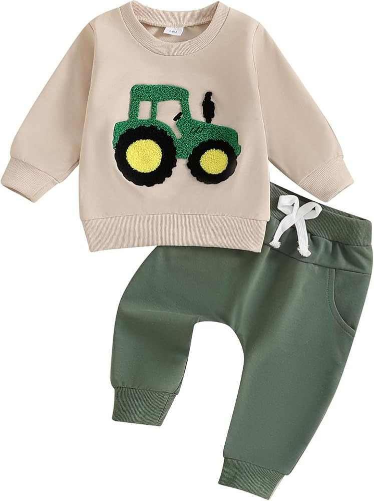 FYBITBO Infant Toddler Baby Boys Fall Clothes Long Sleeve Shirts Tops and Pants Farm Tractor Outf... | Amazon (US)