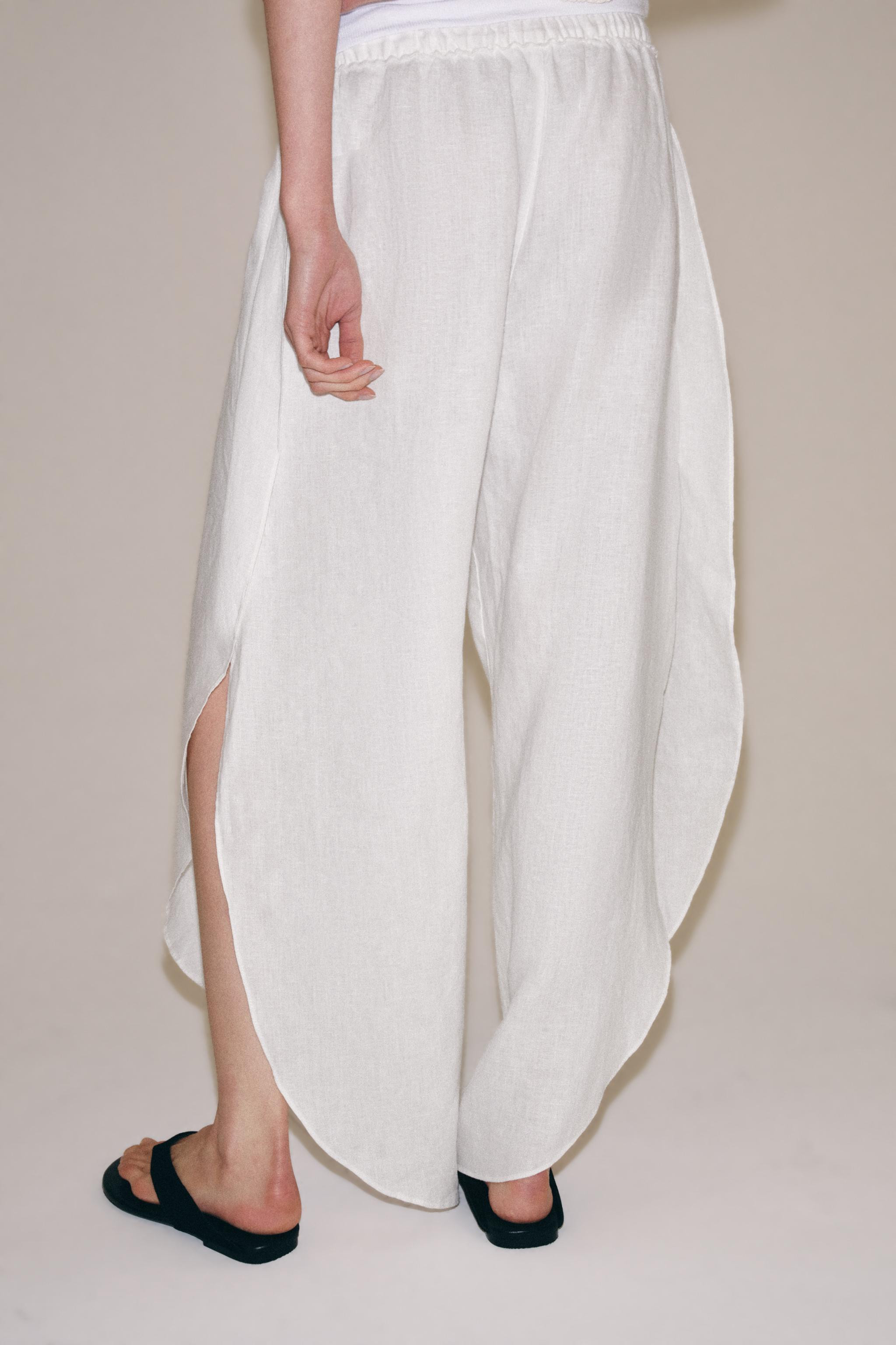 ZW COLLECTION LINEN PANTS WITH VENTS | Zara US