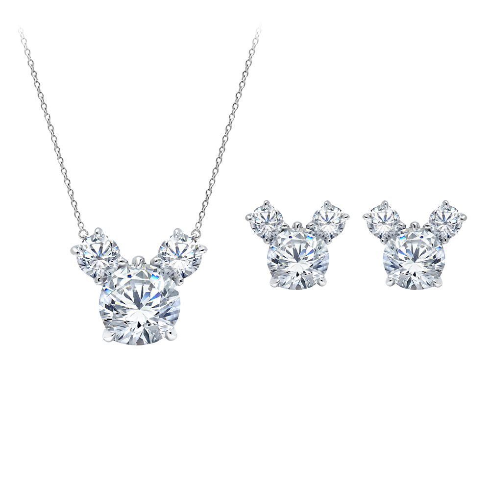 Mickey Mouse Necklace and Earrings Set by CRISLU – Platinum | Disney Store