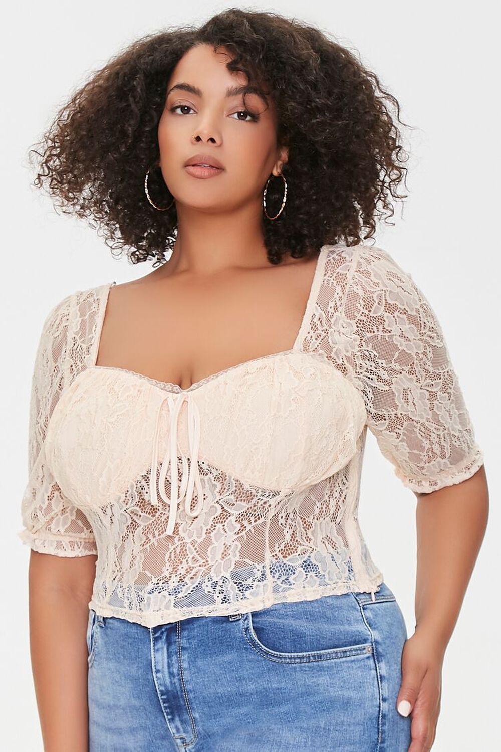 Plus Size Sheer Lace Crop Top | Forever 21 (US)