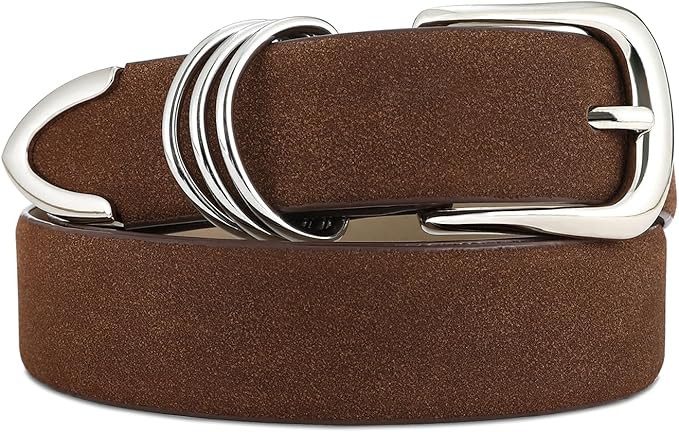 Women's Leather Belts with Gold Buckle Fashion Leather Waist Belt Elegant Ladies Belts for Jeans ... | Amazon (US)