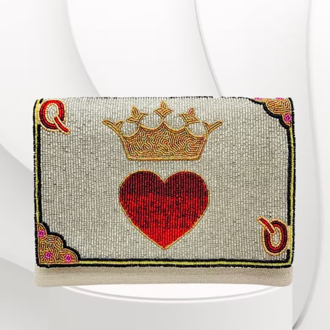 Queen of Hearts Poker Casino Seed Bead Crossbody Chain Clutch - Etsy | Etsy (US)