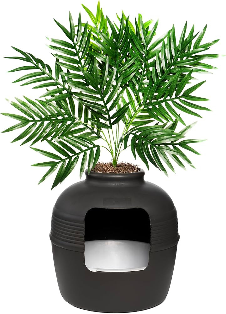 Good Pet Stuff Hidden Cat Litter Box Enclosure with Artificial Plant, Decorative Round Planter, R... | Amazon (US)