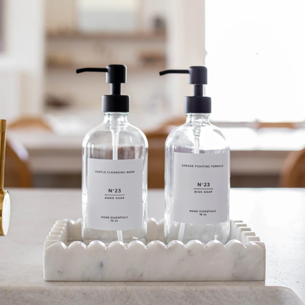 Hand Soap & Dish Soap Glass Clear Bottles | By Luxe B Co. | luxe bCO