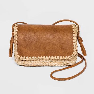 Straw Flap Magnetic Closure Crossbody Bag - Universal Thread™ | Target