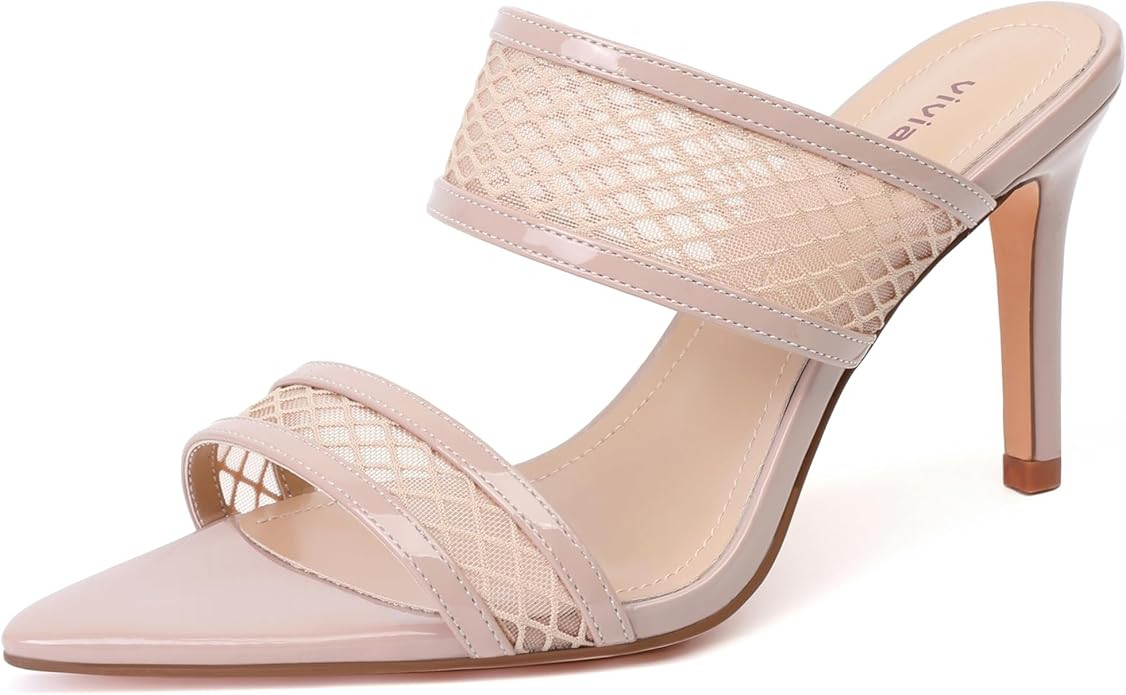 vivianly Clear Pointed Toe Heels Sandals Transparent Strap Stiletto High Heels Slip on Mules for ... | Amazon (US)