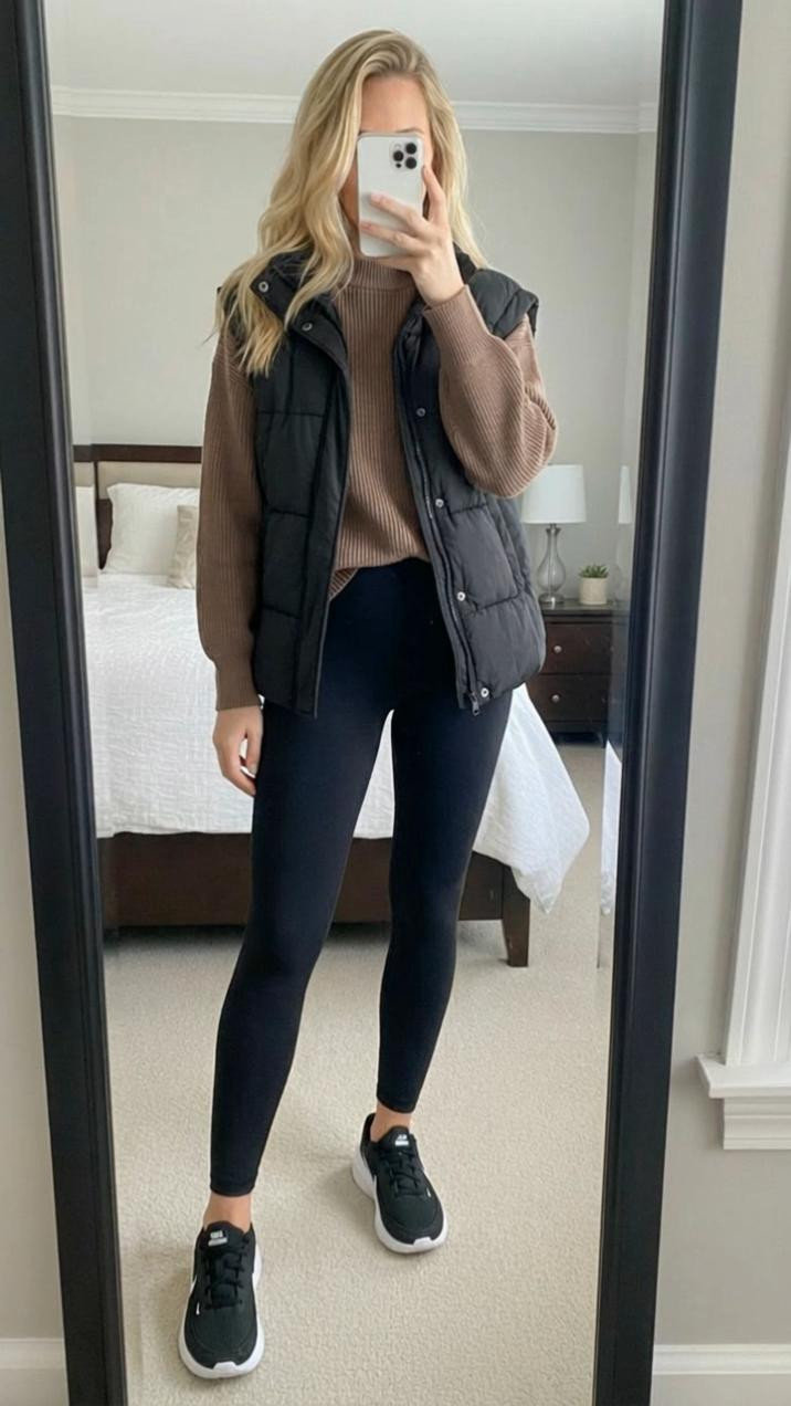 Comfy, cool, and on-repeat 🤍
An **oversized sweater with leggings and Nike tennis shoes** is the ultimate everyday uniform—effortless, comfortable, and still pulled together. The slouchy sweater gives that cozy, relaxed vibe, while the leggings keep it sleek and flattering. Finished with Nikes, it’s the perfect blend of sporty and casual.

This is the kind of outfit you throw on for school drop-off, errands, long walks, travel days, or lounging and still feel confident walking out the door. Add a crossbody bag and sunglasses and suddenly it’s *that* off-duty look everyone loves.

**Keywords:** oversized sweater outfit, leggings and sneakers, Nike outfit, athleisure look, casual mom style, everyday comfy outfit, travel outfit, cozy fall outfit, sporty casual, leggings outfit ideas
