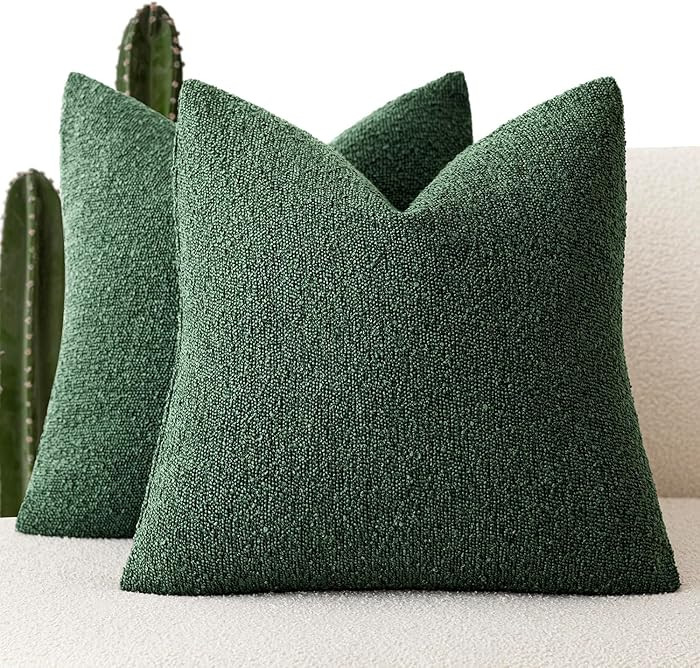Foindtower Pack of 2 Textured Boucle Throw Pillow Covers Neutral Accent Solid Decorative Pillow C... | Amazon (US)