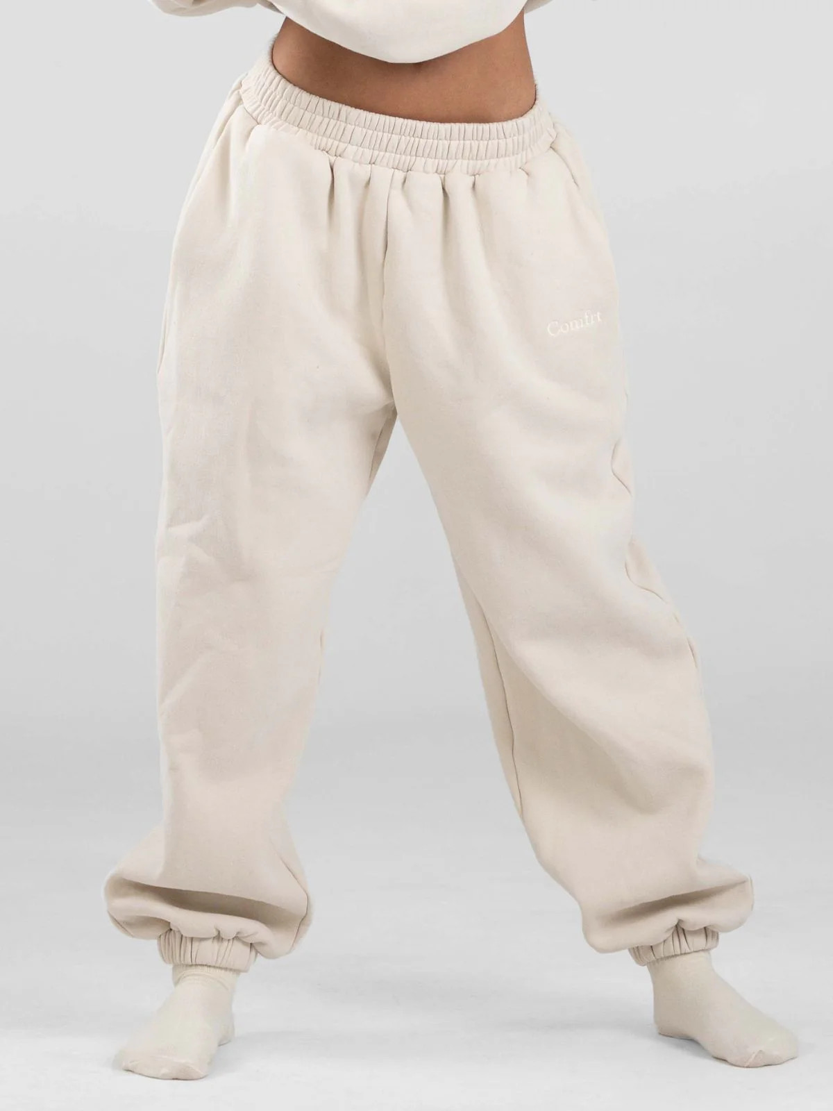 Comfrt Signature Sweatpants | Bone | Ivory | Oversized | S | Small | Comfrt