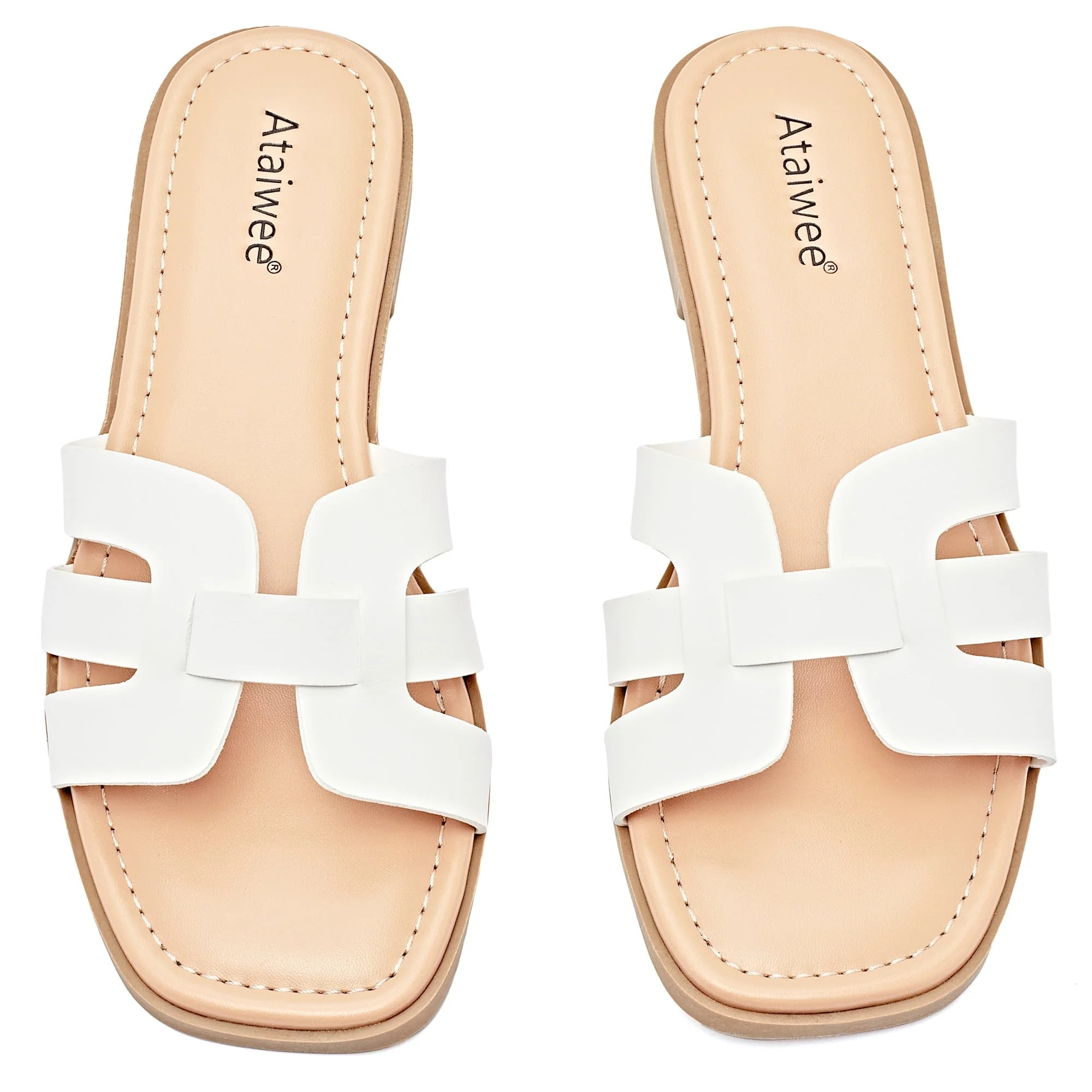 Ataiwee Women's Flat Slide Sandals - Ladies Casual Criss Cross Slip On Walk Summer Dress Slide Sa... | Walmart (US)