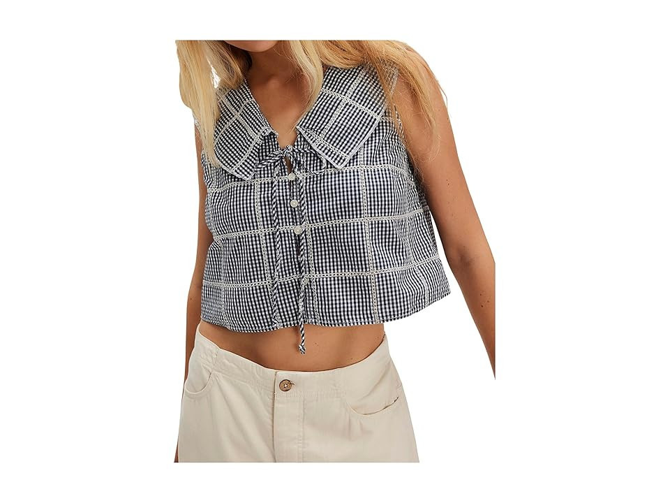 Free People Waiting For Me Top Women's Clothing Navy Combo : XL (Women's 16), Cotton | Zappos