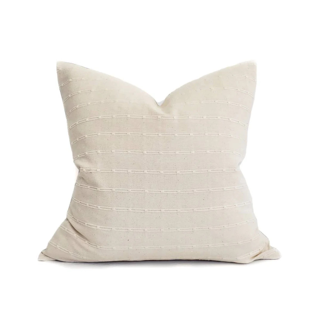 Hmong pillow cover, various sizes cream embroidered stripe cotton Asian textile pillow, stripe pi... | Etsy (US)