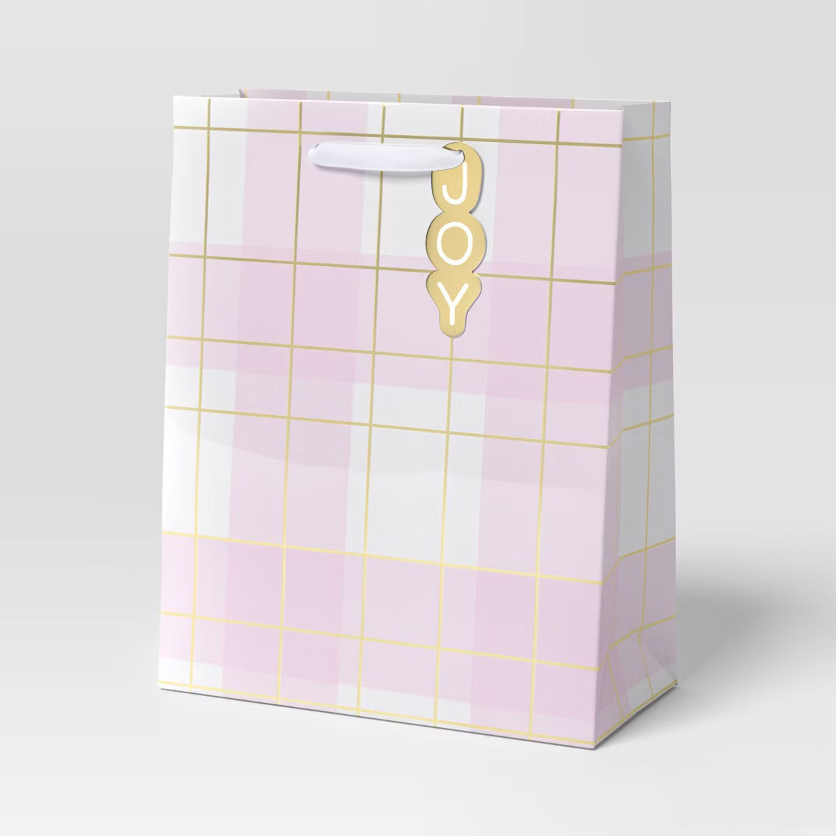 Plaid Large Cub Christmas Gift Bag Pink/White - Wondershop™ | Target