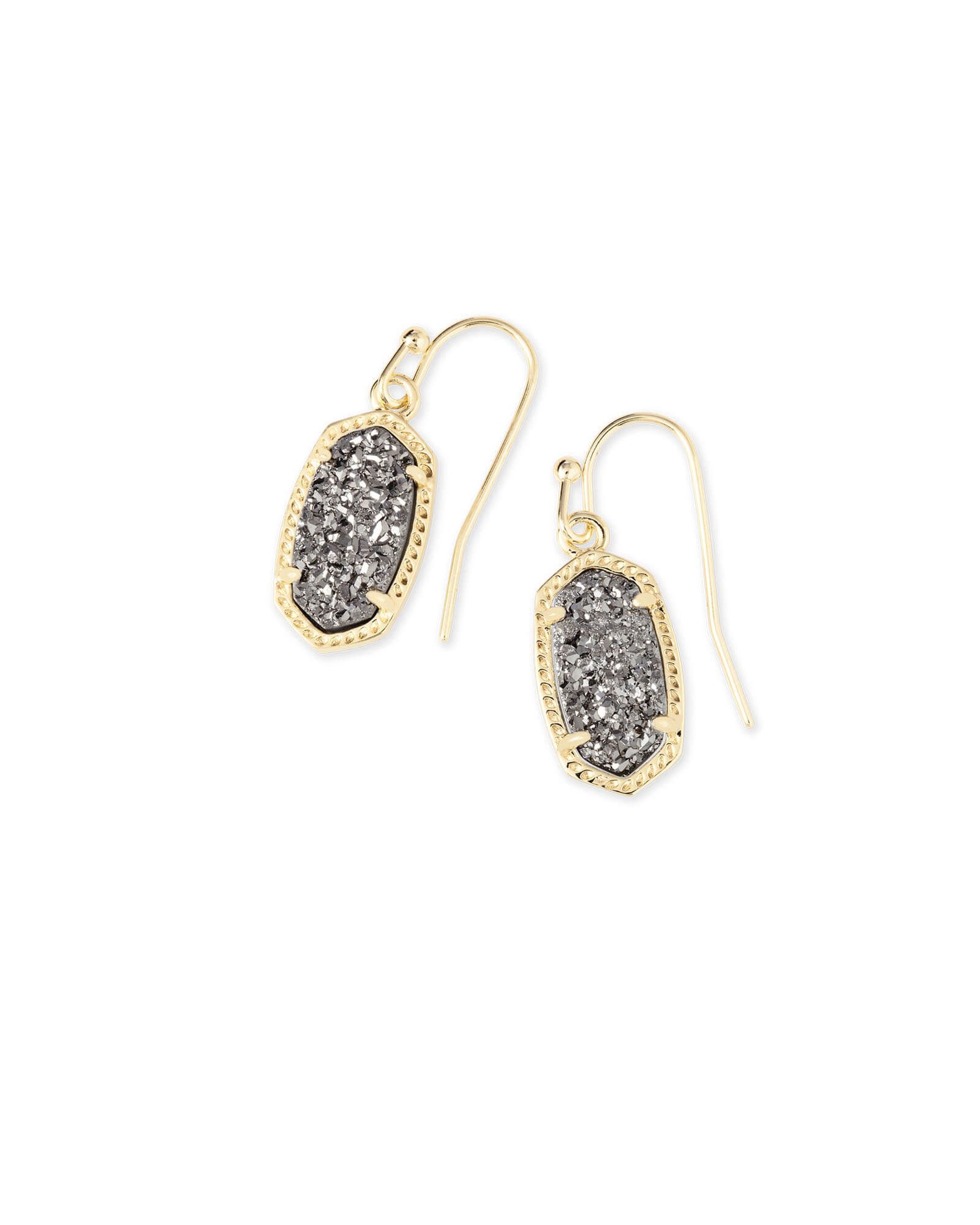 Lee Gold Drop Earrings in Platinum Drusy | Kendra Scott