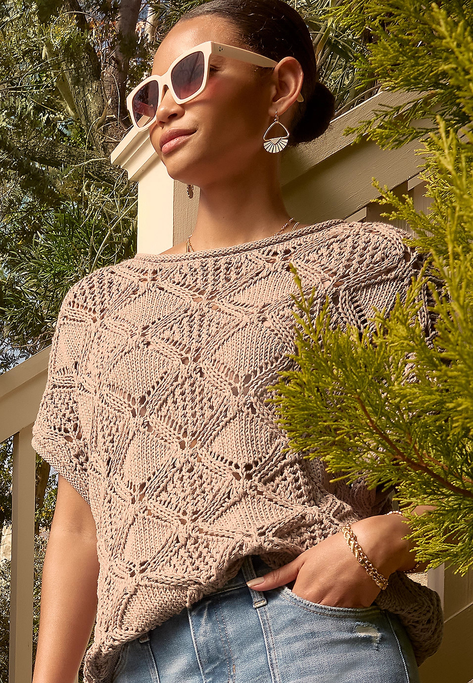 Chunky Open Stitch Dolman Sleeve Sweater | Maurices