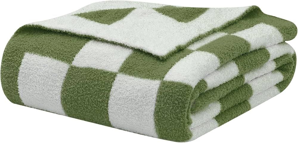 bearberry Fuzzy Checkerboard Grid Throw Blanket Soft Cozy Warm Microfiber All Season Blanket Deco... | Amazon (US)