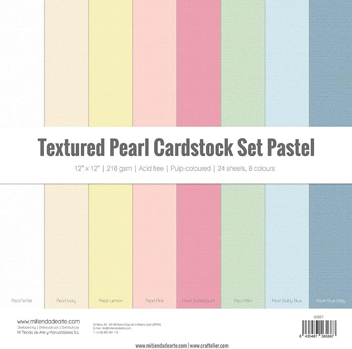 Craftelier - Cardstock Set Pearlescent Pastel Texture | Pack of 24 Double Sided Cardstock for Car... | Amazon (US)